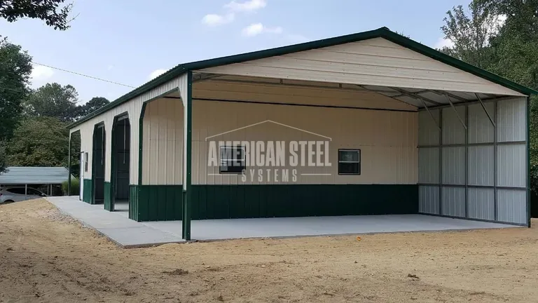 Open-front Steel Building with windows