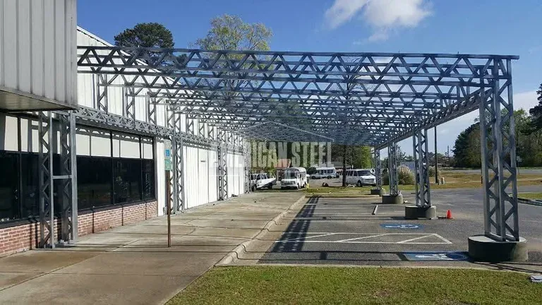 Commercial lean-to canopy over the lot