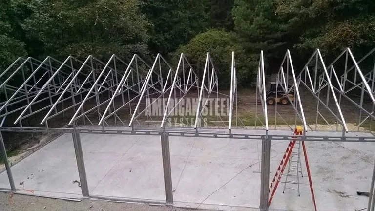 Roof Trusses Standing on the slab