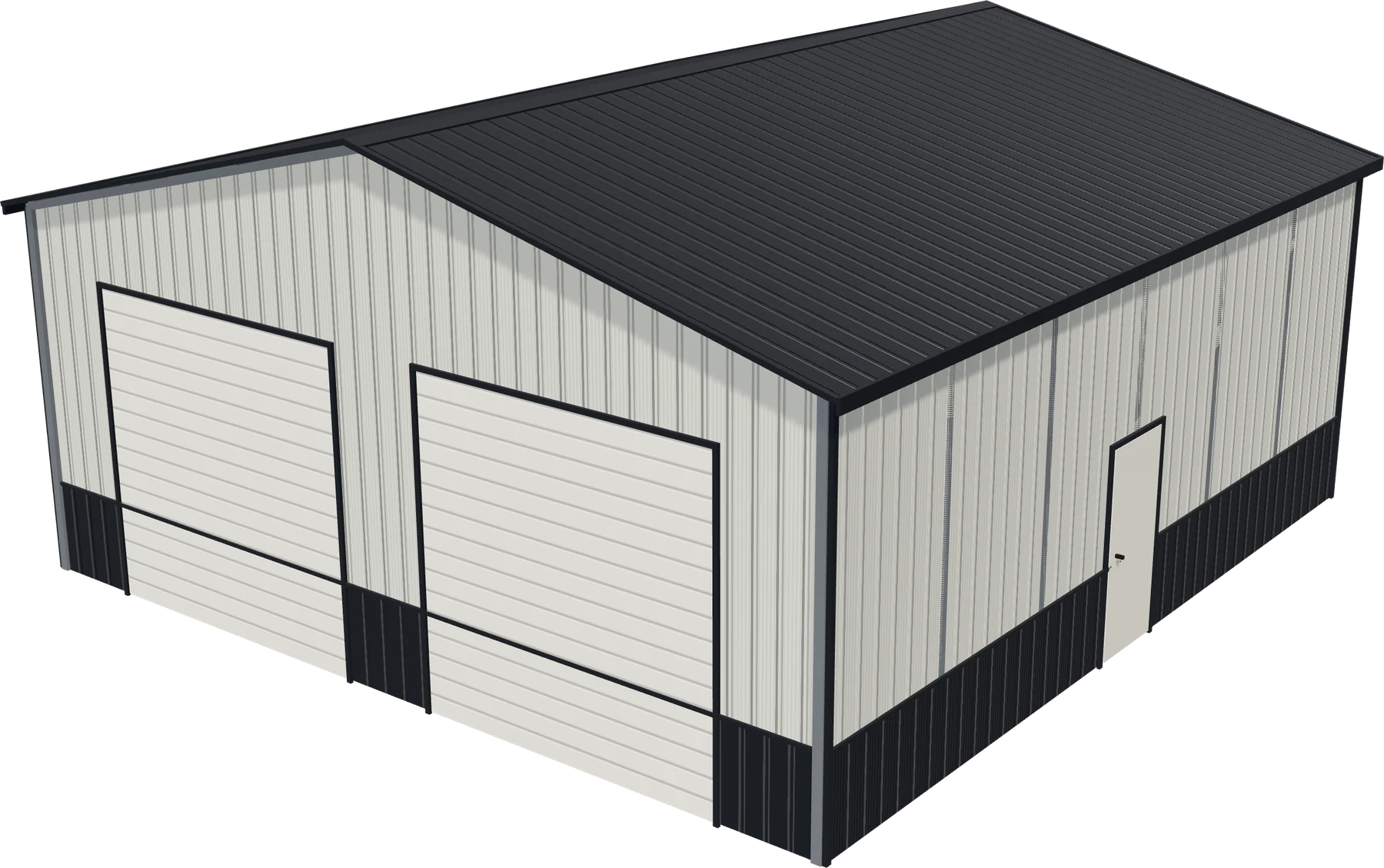 3D render of a two-door steel garage